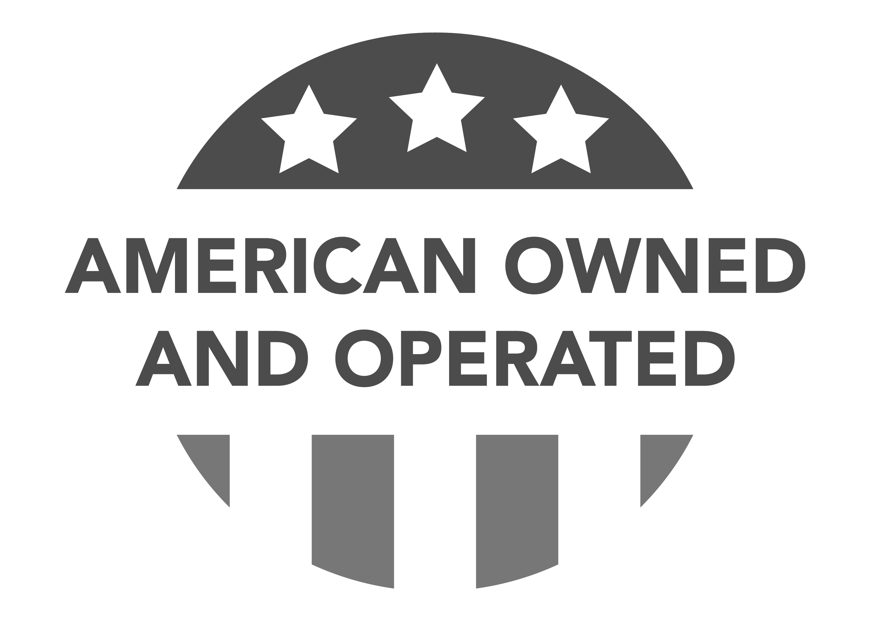 Circular American owned and operated badge.